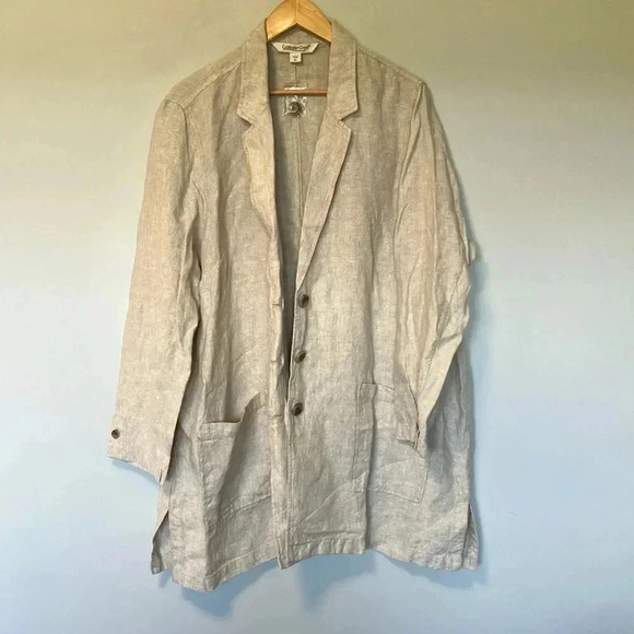NWT Coldwater Creek 100% linen beige tan jacket - Picture 1 of 6